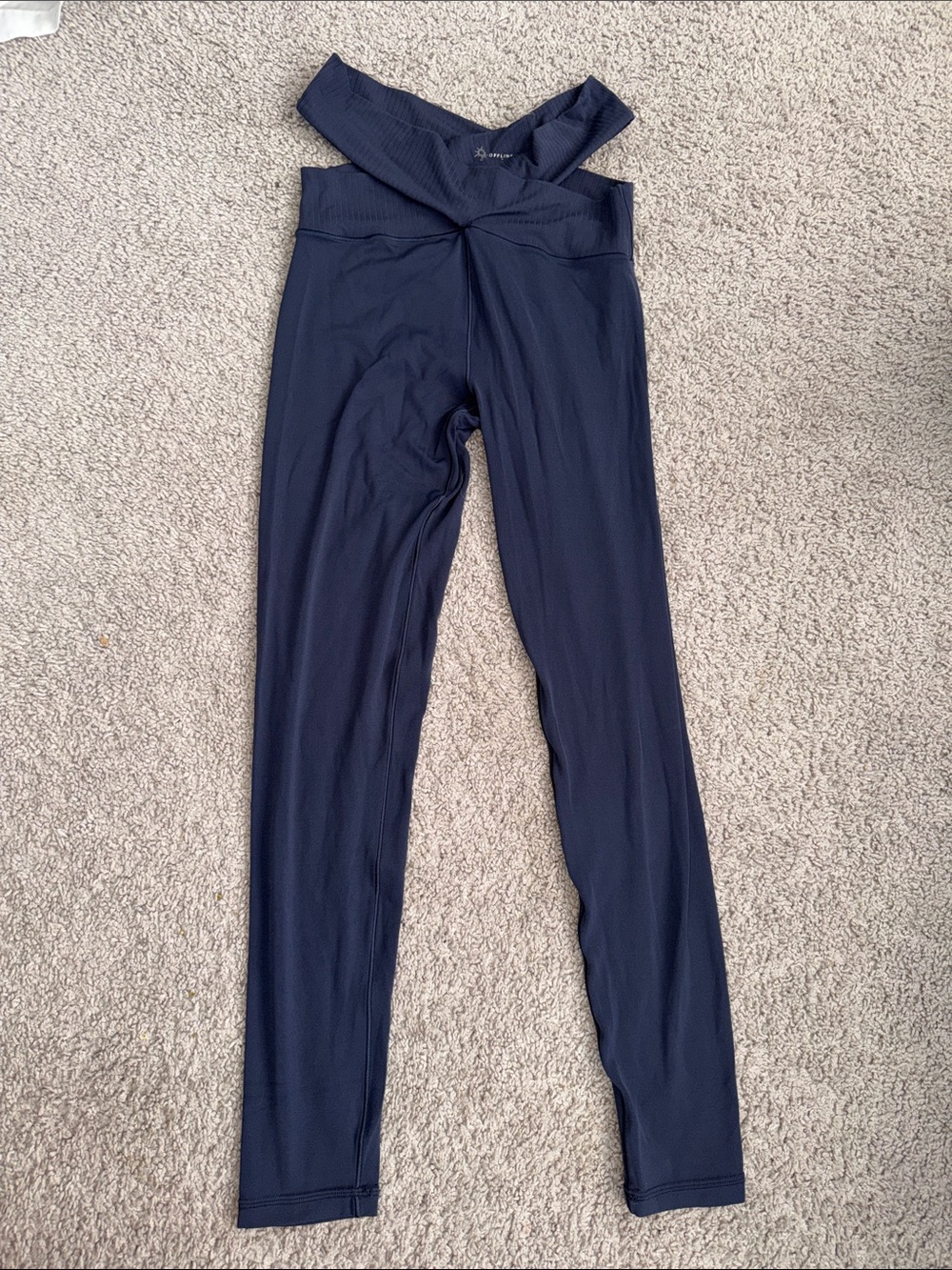 aerie Navy Crossover Waist Kids Leggings
